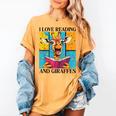 Love Reading And Giraffes Cute Giraffe Reading Book Lovers Women's Comfort Colors T-Shirt Mustard Love Reading And Giraffes Cute Giraffe Reading Book Lovers Women's Comfort Colors T-Shirt Mustard