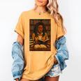 Melanin Girl Locs Book Lover Librarian Teacher Student Women's Comfort Colors T-Shirt Mustard
