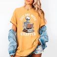One More Chapter Skeleton Reading Books Lovers Readers Women's Comfort Colors T-Shirt Mustard