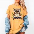 Owl Reading A Book Perched On A Branch Bookworm Women's Comfort Colors T-Shirt Mustard