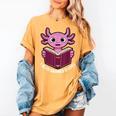 I Read Banned Books Axolotl Reading Women's Comfort Colors T-Shirt Mustard