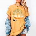 I Still Read Children's Books Rainbow Women's Comfort Colors T-Shirt Mustard