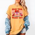 Read Your Heart Out Valentine Reading Book Kid Teacher Women's Comfort Colors T-Shirt Mustard