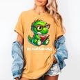 Readasaurus Reading Dinosaur Book Reader Bookworm Women's Comfort Colors T-Shirt Mustard