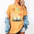 Reading Books Bibliophile Hooray It's Library Day Women's Comfort Colors T-Shirt Mustard