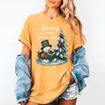 Reading Is Snow Much Fun Christmas Books Snowman Bookworm Women's Comfort Colors T-Shirt Mustard