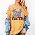 Readsolotl Cute Axolotl Reading Book Kawaii Pink Aesthetic Women's Comfort Colors T-Shirt Mustard