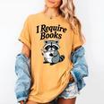 I Require Books Raccoon Reading For Book Lovers Women's Comfort Colors T-Shirt Mustard I Require Books Raccoon Reading For Book Lovers Women's Comfort Colors T-Shirt Mustard