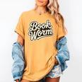 Retro Book Worm Reading For Book Lovers Women's Comfort Colors T-Shirt Mustard Retro Book Worm Reading For Book Lovers Women's Comfort Colors T-Shirt Mustard