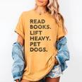Retro Gym Book Lover Read Books Lift Heavy Pet Dogs Women's Comfort Colors T-Shirt Mustard