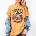 Salem WItch Book Club Halloween Raccoon Witch Reading Book Women's Comfort Colors T-Shirt Mustard Salem WItch Book Club Halloween Raccoon Witch Reading Book Women's Comfort Colors T-Shirt Mustard