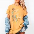 Sip Coffee Pet Cats Read Books Repeat Book Cat Lover Women's Comfort Colors T-Shirt Mustard