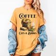 Sleeping Cat And Books With Coffee Lover Women's Comfort Colors T-Shirt Mustard