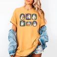 Spooky Teacher Halloween Ghost Reading Book Trick Or Treat Women's Comfort Colors T-Shirt Mustard