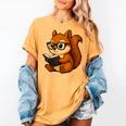Squirrel Reading Book Lover Women's Comfort Colors T-Shirt Mustard
