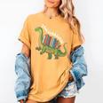 Teachersaurus Dinosaur Teachers Dino Reading Book Librarian Women's Comfort Colors T-Shirt Mustard