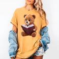 Teddy Bear Reading a Book Women's Comfort Colors T-Shirt Mustard