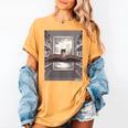 Totally Weird Tees Cat Library Book Reading Literary Women's Comfort Colors T-Shirt Mustard