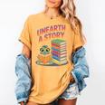 Unearth A Story Cute Turtle Reading Books Librarian Women's Comfort Colors T-Shirt Mustard