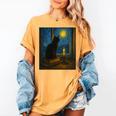 Van Gogh Starry Night Art Cat And Book Lovers Premium Tri-Blend Women's Comfort Colors T-Shirt Mustard Van Gogh Starry Night Art Cat And Book Lovers Premium Tri-Blend Women's Comfort Colors T-Shirt Mustard