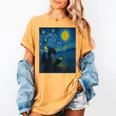 Van Gogh Starry Night Fantasy Reader Dragon Reading Book Women's Comfort Colors T-Shirt Mustard Van Gogh Starry Night Fantasy Reader Dragon Reading Book Women's Comfort Colors T-Shirt Mustard