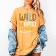Wild About Reading Lover Bookworm Library Teacher Zoo Animal Women's Comfort Colors T-Shirt Mustard