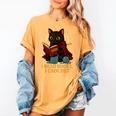 Wizard Cat Reading a Book While Crocheting Women's Comfort Colors T-Shirt Mustard