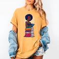 Woman And Books Stack Afro Girl Reading Lover Women's Comfort Colors T-Shirt Mustard