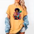 Woman Reading Book Lover Geometric Girl Afro History Women's Comfort Colors T-Shirt Mustard