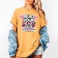 Women Read Your Heart Out Valentine's Day Teacher Book Women's Comfort Colors T-Shirt Mustard