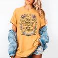 Women's She Blooms Among The Pages Women Mom Wife Floral Book Lover Women's Comfort Colors T-Shirt Mustard