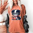 Adorable Book Lover Border Collie With Reading Glasses Cute Raglan Baseball Tee Women's Comfort Colors T-Shirt Yam