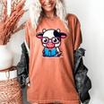 Adorable Book Lover Cow With Reading Glasses Cute Women's Comfort Colors T-Shirt Yam