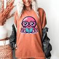 Adorable Book Lover Octopus With Reading Glasses Cute Women's Comfort Colors T-Shirt Yam