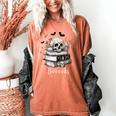 Boo Skeleton Skull Books Halloween Women School Teacher Kid Women's Comfort Colors T-Shirt Yam