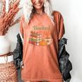 All Booked For Fall Books Coffee Fall Leaves Pumpkins Autumn Women's Comfort Colors T-Shirt Yam