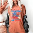 Books Fireworks And Freedom 4th Of July Book Lover Women's Comfort Colors T-Shirt Yam