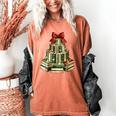 Christmas Book Tree Coquette Bow Xmas Reading Librarian Girl Women's Comfort Colors T-Shirt Yam