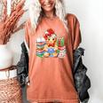 Christmas Gingerbread Man Reading Book Snowflake Teacher Women's Comfort Colors T-Shirt Yam