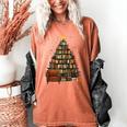 Christmas Tree Bookshelf Book Lover Library Women's Comfort Colors T-Shirt Yam