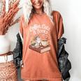 Coffee Cats & Books Cute Cat Book Lover Reading Women's Comfort Colors T-Shirt Yam Coffee Cats & Books Cute Cat Book Lover Reading Women's Comfort Colors T-Shirt Yam