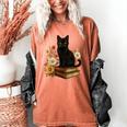 Cute Cat Book Flowers Women's Comfort Colors T-Shirt Yam Cute Cat Book Flowers Women's Comfort Colors T-Shirt Yam
