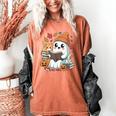 Cute Cozy Ghost Reading With Cat Book Lover Autumn Fall Women's Comfort Colors T-Shirt Yam Cute Cozy Ghost Reading With Cat Book Lover Autumn Fall Women's Comfort Colors T-Shirt Yam