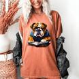 Cute Dog English Bulldog Reading Book Women's Comfort Colors T-Shirt Yam