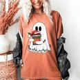 Cute Ghost Holding Books Bookish Christmas Women's Comfort Colors T-Shirt Yam