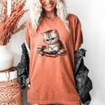 Cute Kitten Bookworm Adorable Cat With Glasses Reading Book Women's Comfort Colors T-Shirt Yam