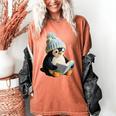 Cute Penguin Reading Book Faux-Crochet Print Women's Comfort Colors T-Shirt Yam