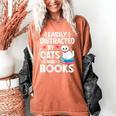 Easily Distracted By Cats And Books Cute Cat And Book Lovers Women's Comfort Colors T-Shirt Yam Easily Distracted By Cats And Books Cute Cat And Book Lovers Women's Comfort Colors T-Shirt Yam
