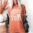 Easily Distracted By Cats And Books Reading Apparel Women's Comfort Colors T-Shirt Yam