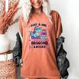 Just A Girl Who Loves Dragons And Books Lover Reading Book Women's Comfort Colors T-Shirt Yam